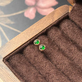 Icy A-Grade Natural Imperial Green Jadeite Petite Dolly Earring (Rose) No.180864