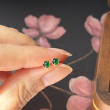 Icy A-Grade Natural Imperial Green Jadeite Petite Dolly Earring (Rose) No.180864