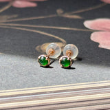 Icy A-Grade Natural Imperial Green Jadeite Petite Dolly Earring (Rose) No.180864