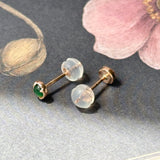 Icy A-Grade Natural Imperial Green Jadeite Petite Dolly Earring (Rose) No.180864