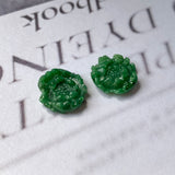 7.6 cts A-Grade Natural Imperial Green Jadeite Peony Flower Pair No.180667