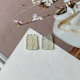Icy A-Grade White Yellow Jadeite Double Happiness Pair No. 130526