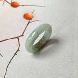 17.9mm A-Grade Natural Light Bluish Green Brown Jadeite Ring Band No. 161855