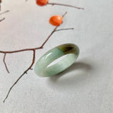 17.9mm A-Grade Natural Light Bluish Green Brown Jadeite Ring Band No. 161855