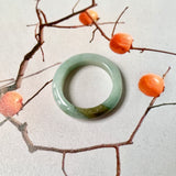 17.9mm A-Grade Natural Light Bluish Green Brown Jadeite Ring Band No. 161855