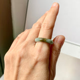 17.9mm A-Grade Natural Light Bluish Green Brown Jadeite Ring Band No. 161855