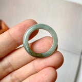 17.9mm A-Grade Natural Light Bluish Green Brown Jadeite Ring Band No. 161855