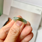 17.9mm A-Grade Natural Light Bluish Green Brown Jadeite Ring Band No. 161855