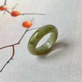 17.9mm A-Grade Natural Dark Yellowish Green Jadeite Ring Band No. 161790