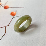 17.9mm A-Grade Natural Dark Yellowish Green Jadeite Ring Band No. 161790