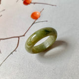 17.9mm A-Grade Natural Dark Yellowish Green Jadeite Ring Band No. 161790