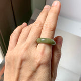 17.9mm A-Grade Natural Dark Yellowish Green Jadeite Ring Band No. 161790