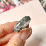 19mm A-Grade Natural Black Jadeite Abacus Ring Band No.220686