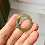 17.9mm A-Grade Natural Dark Yellowish Green Jadeite Ring Band No. 161790