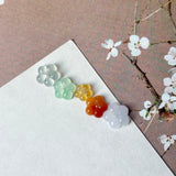 SOLD OUT: 9.35 cts Icy A-Grade Natural Rainbow Jadeite Maehwa Plum Blossom Flowers (1 Set) No. 130523