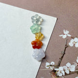 SOLD OUT: 9.35 cts Icy A-Grade Natural Rainbow Jadeite Maehwa Plum Blossom Flowers (1 Set) No. 130523