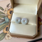 A-Grade Natural Lavender Green Jadeite Bagel Pair No.180866