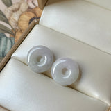 A-Grade Natural Lavender Green Jadeite Bagel Pair No.180866