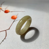 17.8mm A-Grade Natural Yellowish Green Jadeite Ring Band No. 161878