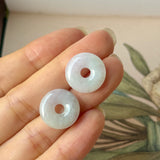 A-Grade Natural Lavender Green Jadeite Bagel Pair No.180866