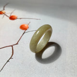 17.8mm A-Grade Natural Yellowish Green Jadeite Ring Band No. 161878