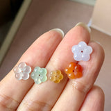 SOLD OUT: 9.35 cts Icy A-Grade Natural Rainbow Jadeite Maehwa Plum Blossom Flowers (1 Set) No. 130523