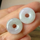 A-Grade Natural Lavender Green Jadeite Bagel Pair No.180866