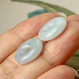 A-Grade Natural Lavender Green Jadeite Bagel Pair No.180866