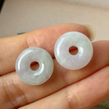 A-Grade Natural Lavender Green Jadeite Bagel Pair No.180866