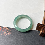 20.3mm A-Grade Natural Bluish Green Jadeite Abacus Ring Band No.220687