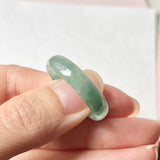 20.3mm A-Grade Natural Bluish Green Jadeite Abacus Ring Band No.220687