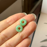 A-Grade Natural Moss on Snow Jadeite Bagel Pair No.180867