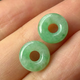 A-Grade Natural Moss on Snow Jadeite Bagel Pair No.180867