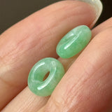 A-Grade Natural Moss on Snow Jadeite Bagel Pair No.180867