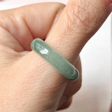 20.3mm A-Grade Natural Bluish Green Jadeite Abacus Ring Band No.220687