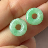 A-Grade Natural Moss on Snow Jadeite Bagel Pair No.180867