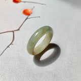 17.8mm A-Grade Natural Yellowish Green Bluish Green Jadeite Ring Band No. 161848