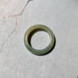 17.8mm A-Grade Natural Yellowish Green Bluish Green Jadeite Ring Band No. 161848