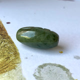 A-Grade Natural Yellowish Green Jadeite Two Eyed Dzi Bead No.220597