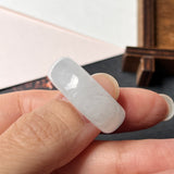 SOLD OUT: 20.3mm Icy A-Grade Natural White Jadeite Abacus Ring Band No.220688