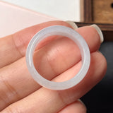 20.3mm Icy A-Grade Natural White Jadeite Abacus Ring Band No.220688