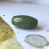 A-Grade Natural Yellowish Green Jadeite Two Eyed Dzi Bead No.220597