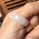 SOLD OUT: 20.3mm Icy A-Grade Natural White Jadeite Abacus Ring Band No.220688