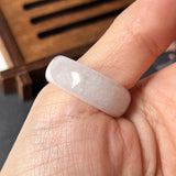 20.3mm Icy A-Grade Natural White Jadeite Abacus Ring Band No.220688