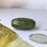 A-Grade Natural Yellowish Green Jadeite Two Eyed Dzi Bead No.220597