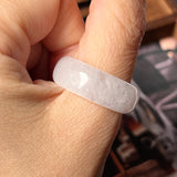SOLD OUT: 20.3mm Icy A-Grade Natural White Jadeite Abacus Ring Band No.220688