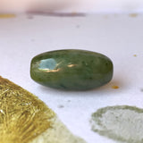A-Grade Natural Yellowish Green Jadeite Two Eyed Dzi Bead No.220597