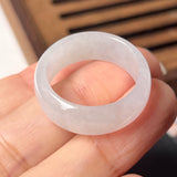 20.3mm Icy A-Grade Natural White Jadeite Abacus Ring Band No.220688
