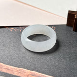 SOLD OUT: 20.3mm Icy A-Grade Natural White Jadeite Abacus Ring Band No.220688