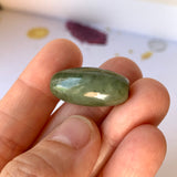 A-Grade Natural Yellowish Green Jadeite Two Eyed Dzi Bead No.220597